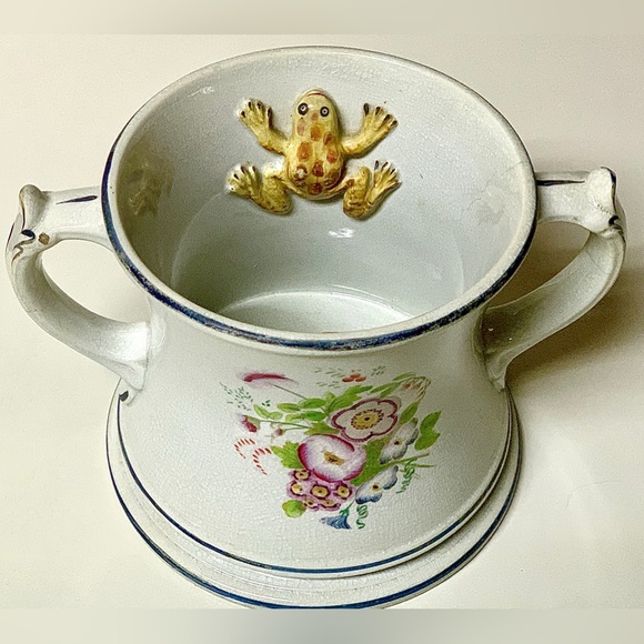 Vintage c. 1790 English Antique Pearlware Three Frog Mug Loving Cup - Picture 8 of 16